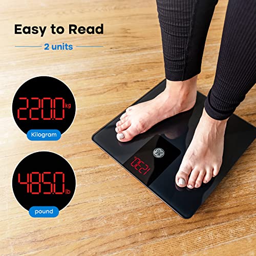 GE Bathroom Scale for Body Weight 500lbs, Digital Weight Scales Heavy Duty - color: Black