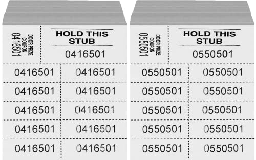 Auction Tickets - 1000 Sheets - 10 Numbers per Sheet (White) - color: White