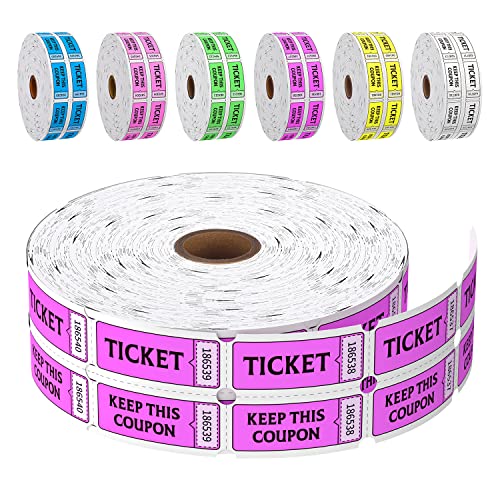 Fluorescence Raffle Tickets Double Roll 2000 Tickets Neon Purple 50/50 Tickets for Events, Entry, Class Reward, Fundraiser & Prizes - color: Neon Purple 2000 Tickets