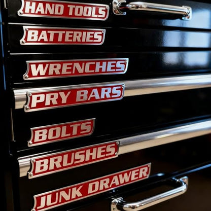 12 Pack of Magnetic Toolbox Labels, 3D-Printed Tool Box Labels, General Tool Box Organize Accessories, Reusable Labels (red) - color: Red
