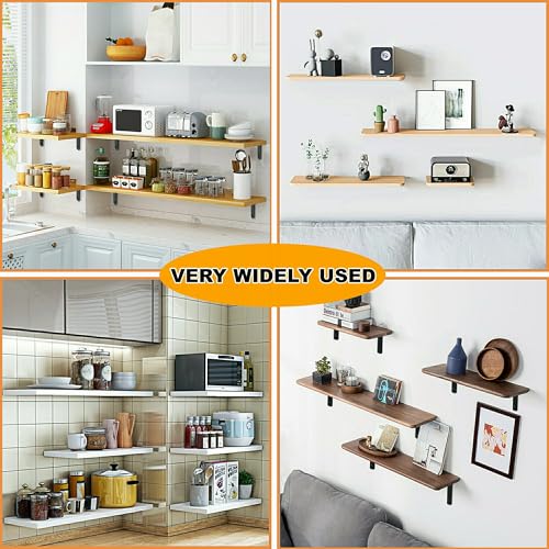 Alise 4Pcs Floating Shelf Brackets, Black Heavy Duty L Bracket for Shelves - color: Black, size: (4P) 3.2x3.2x0.8 inch