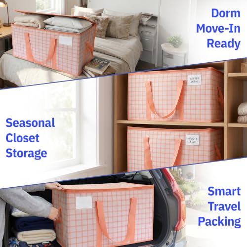 DURASACK Collapsible 26-Gallon Storage Bags, Pink Plaid, Pack of 2 - color: Pink Plaid