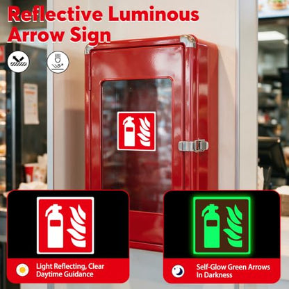 Fire Extinguisher Inside Sign Stickers,6 Pack Small Glow In The Dark - color: Fire Extinguisher 570
