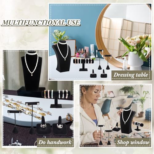 Kigley 6 Pcs Jewelry Display Set Necklace Bust T Bar Bracelet Holder Black - color: Black