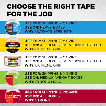 Scotch Secure Seal Packaging Tape, 6-Count, 1.88 in x 54.6 yd (Pack of 6) - style: 36 Pack
