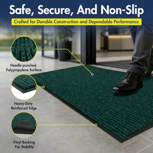 Notrax 109 Industrial Door Mat, 3' x 4' Green, Made in the USA - color: Hunter Green, size: 3' x 4' (Rectangular)
