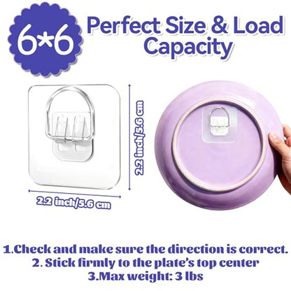 25 Pack Plate Hangers for The Wall - Invisible Adhesive Hangers for Display, Premium Adhesive Picture Hangers for Decorative Plates, Photo Frames, Paintings & Wall Art, 2.2x2.2 in - size: 25 Pack, style: 3 Lbs(2.2*2.2in)