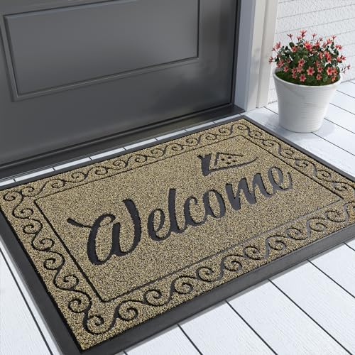 Yimobra Artificial Grass Welcome Mat, 29.5 x 17 in, Beige Brown - color: Brown, size: 29.5x17 Inch
