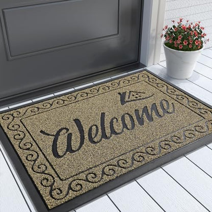 Yimobra Artificial Grass Welcome Mat, 29.5 x 17 in, Beige Brown - color: Brown, size: 29.5x17 Inch