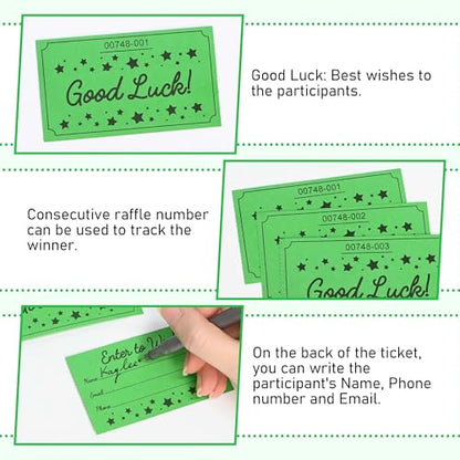 ESSENTIAL 500 Raffle Tickets, Good Luck Raffle Cards - color: Green, size: 3.5"x2"