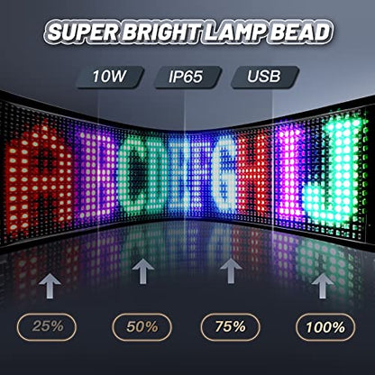 KJOY Programmable Huge Bright LED Signs, 27''x5'' USB 5V, Bluetooth App Control Custom Text Pattern Animation, Scrolling, Flexible LED Display for Car Store Party Bar Hotel - size: 27"x5"-1PCS