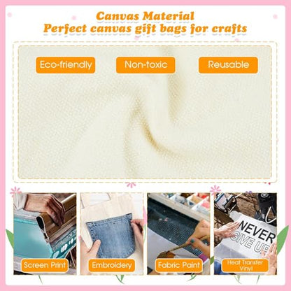 Amylove 24 Pcs Mini Canvas Tote Bags,8 X 10 Inch,Natural with Black Handle - color: Natural With Black Handle, size: 8 x 10 Inch