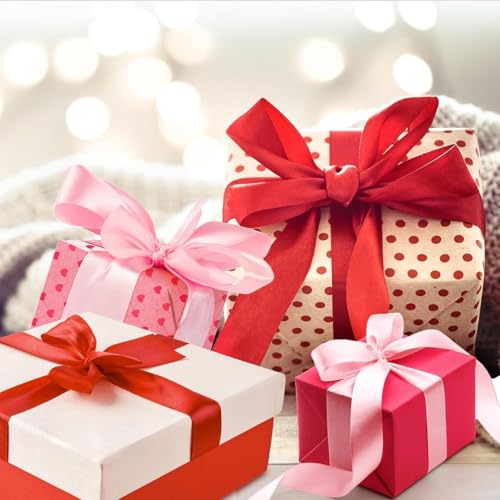 Red Satin Ribbon 1-1/2 Inch x 2 Rolls Red Wide Satin Fabric Ribbon for Gift Packaging, Christmas, Wedding, Flower Bouquet, Holiday Party, Invitation, Total 50 Yards - color: Red