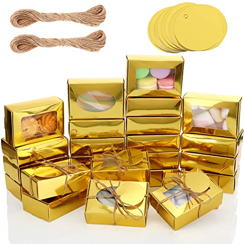 Yexiya 60 Pcs Soap Boxes with Window 3.55"x2.4"x1.2" Gift Set,Gold - color: Gold