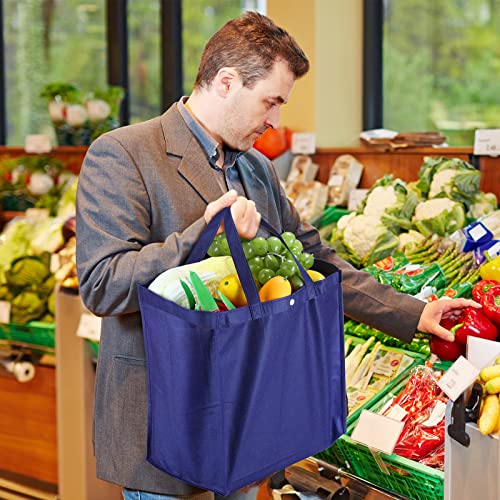 Boao 48 Pack Reusable Grocery Bags 13''L x 9.4''W x 15''H Large Foldable Shopping Tote Bag Non Woven with Handle and Button - color: Multicolor