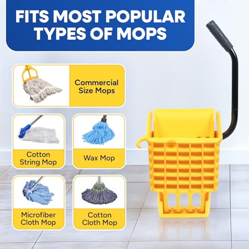Plastic Prince Mop Wringer Only Side Press Wringer Replacement for Plastic Prince 26-Quart or 35 Quart Commercial Mop Bucket on Wheels, Yellow