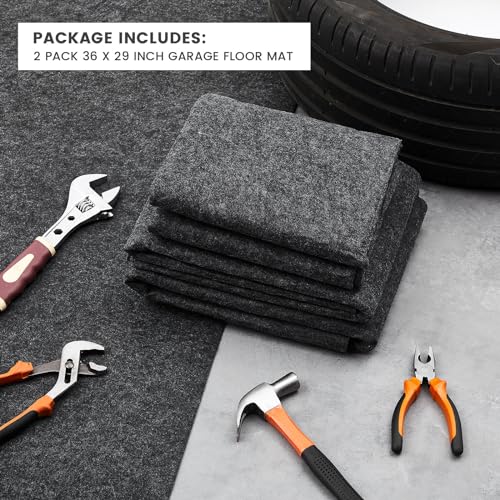 2 Pcs 29 x 36 Inch Oil Spill Absorbent Garage Mat, Black