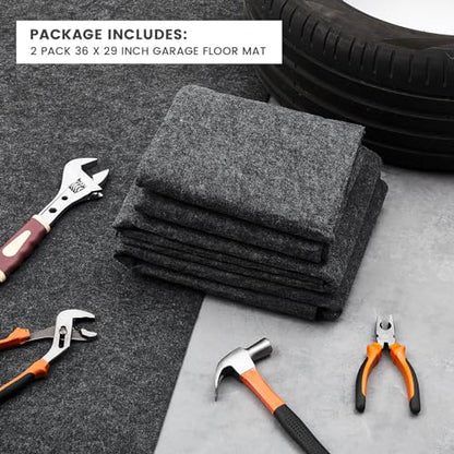 2 Pcs 29 x 36 Inch Oil Spill Absorbent Garage Mat, Black