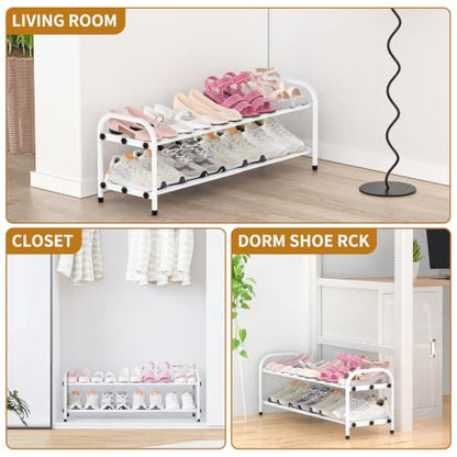 Hleelomi 2-Tier Metal Expandable Shoe Rack for Closet and Entryway, White - color: White, size: 2-Tier