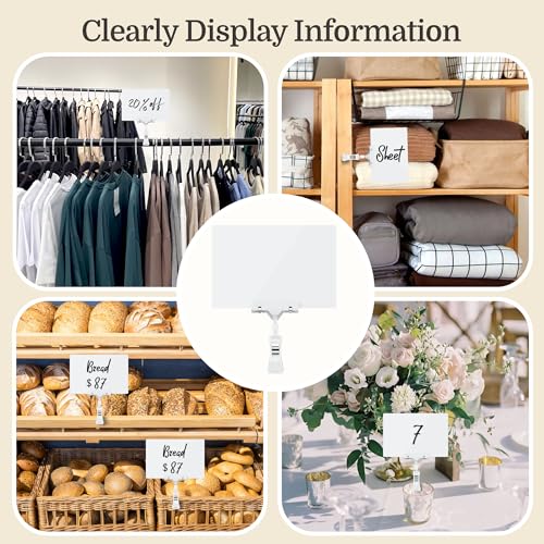 Mlici 8pcs Sign Clips Holder, Large Clip-on Style Double Head Display Clips - color: 8 8.2 x 5.8" White Clips