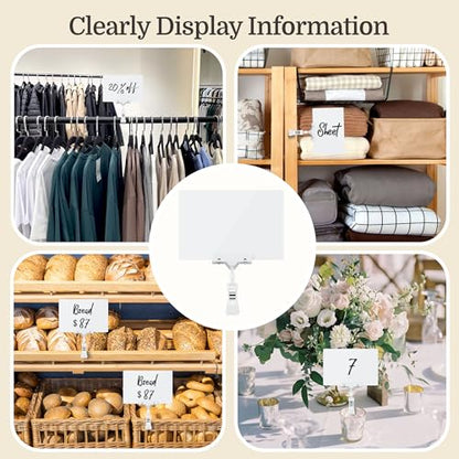 Mlici 8pcs Sign Clips Holder, Large Clip-on Style Double Head Display Clips - color: 8 8.2 x 5.8" White Clips