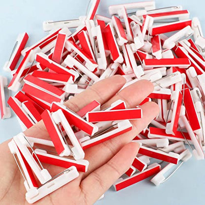 100 White Plastic Safety Bar Pins, Self-Adhesive, 1.46 Inch