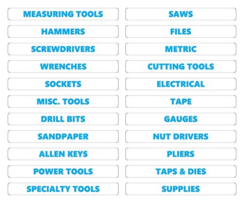 Toolbox Organizational Magnetic Rounded Labels by DCM Solutions (Cyan Inverted, 0.5" H x 4.5" W) - color: Cyan Inverted - White With Cyan Text, size: 0.5"H x 4.5"W