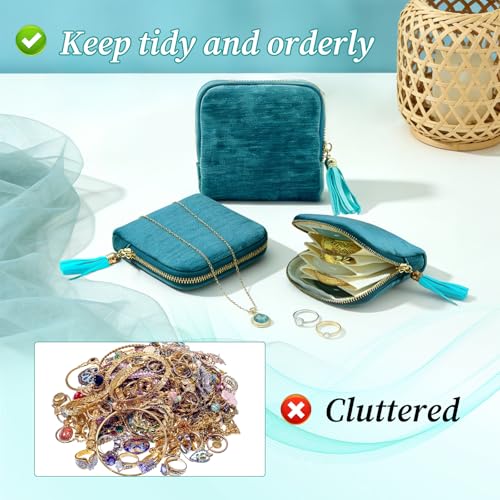 Small Travel Jewelry Case,Portable Soft Velvet Jewelry Travel Pouch,Blue - color: Blue-1PCS