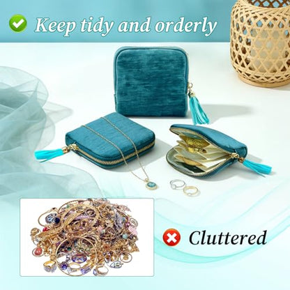 Small Travel Jewelry Case,Portable Soft Velvet Jewelry Travel Pouch,Blue - color: Blue-1PCS