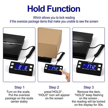 Weighmax W-8809 150lbs x 0.1oz Digital Shipping and Postal Scale with Extended Display, Black, Batteries and Ac Adapter Included, W-8809-150 Black - color: Black