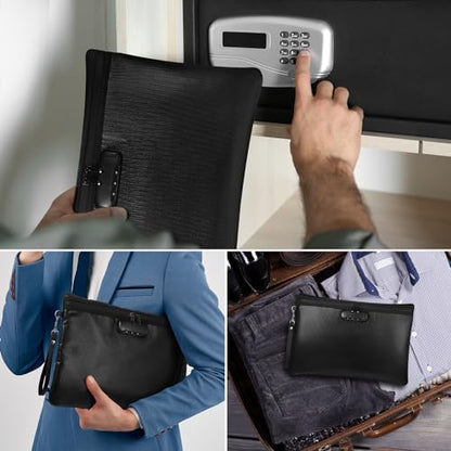 Nezyo 2 Pcs Fireproof Document Bag with Lock, Waterproof Money Pouch,Black - color: Black
