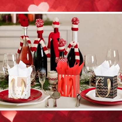 Tenare 12 Pcs Small Gift Bags Bulk,4 x 2.75 x 4.5 Inch,Red Black White - color: Red Black White, size: 4 x 2.75 x 4.5 Inch