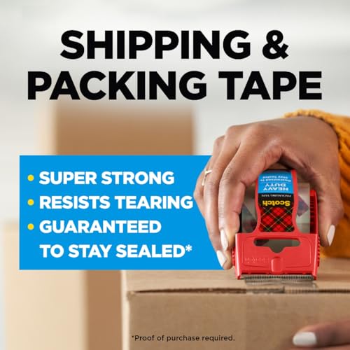 Scotch Heavy Duty Shipping Packing Tape, Clear, 1.88 in. x 22.2 yd. - size: 1.88 in x 22.2 yd (3 Rolls)