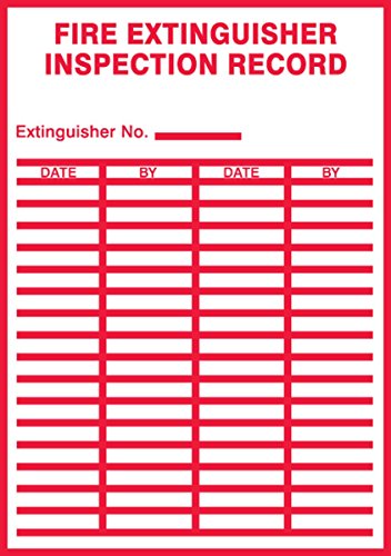 AccuformNMC "FIRE Extinguisher Inspection Record" Signs Safety Label - size: Pack of 5