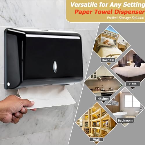 Paper Towel Dispensers, Commercial Toilet Tissue Dispensers Wall Mount Paper Towel Holder C-Fold/Multifold Paper Towel Dispenser for Bathroom, Kitchen(Black) - color: Black