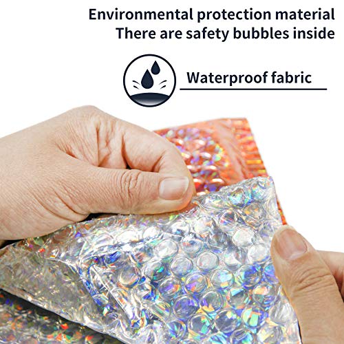 30Pcs 7x11Inch Holographic Bubble Mailers Self Seal Padded Envelopes Silver Gold - color: Gold
