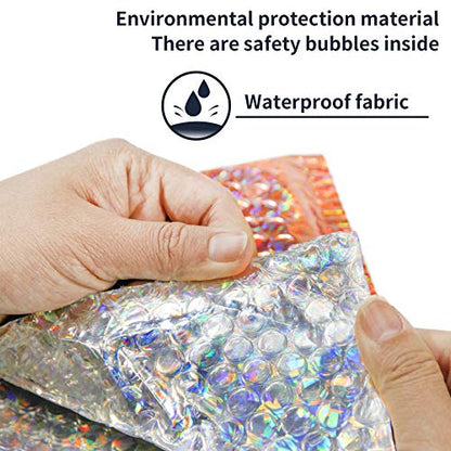 30Pcs 7x11Inch Holographic Bubble Mailers Self Seal Padded Envelopes Silver Gold - color: Gold
