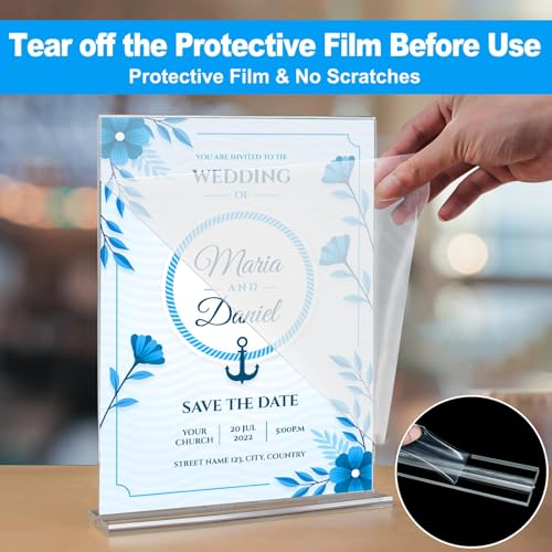 EHWINE Acrylic Sign Holder 8.5 x 11, 18 Pack Double-Sided Stand up Table Top Sign Holders, Clear Acrylic Picture Frame Menu Flyer Paper Holder Display Stand for Office Business Store Wedding Party - size: 18 Pack 8.5x11 Inch