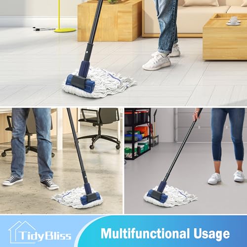 TidyBliss Commercial Mop Heavy Duty with 57.5” Long Handle for Floor - color: Blue
