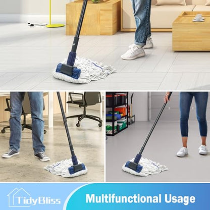 TidyBliss Commercial Mop Heavy Duty with 57.5” Long Handle for Floor - color: Blue