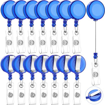 Zonon 100 Pcs Retractable Badge Reel ID Holder with Clip,Transparent Blue - color: Transparent Blue