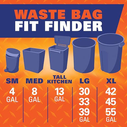 Hefty Easyflaps Multipurpose 30 Gallon Large Trash Bags, Black, 40ct - size: 40 Count (Pack of 1)