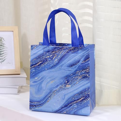 Piqiya 12pcs Marble Non-woven Gift Bags with Handle - Medium Reusable Tote Bags, Suitable for Kids & Adults - Birthday, Mothers Day, Fathers Day & Baby Shower - color: Marble, size: 1Count（Pack of 12）