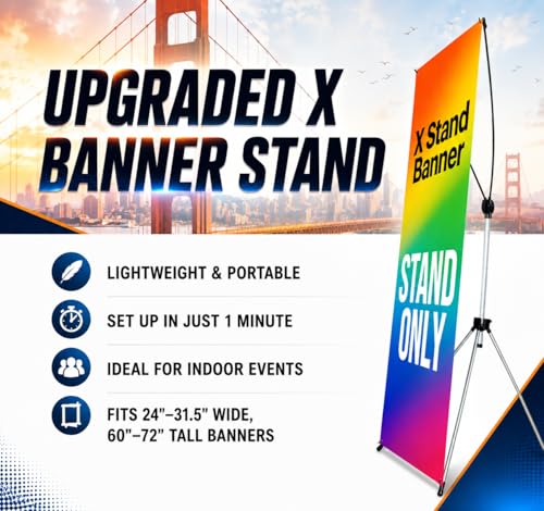 Premium X Banner Stand Display, 24"x72", 6 Pack - size: 6 PACK