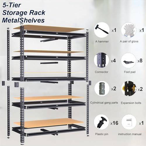 Garage Storage Shelves, Heavy Duty Shelving, 20" D x 40" W x 72" H - size: 20"D x 40"W x 72"H