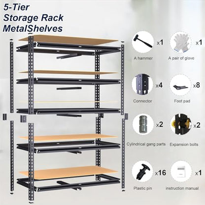 Garage Storage Shelves, Heavy Duty Shelving, 20" D x 40" W x 72" H - size: 20"D x 40"W x 72"H