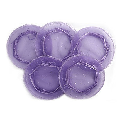 100Pcs 9.8 Inch Round Organza Bags, Drawstring Tulle Wedding Party Favor Pouch Christmas Candy Gift Bags (Light Purple) - color: Light Purple