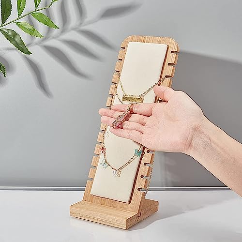 Necklace Display Stands for Selling Necklace Holder Set 3PCS Beige - color: Beige