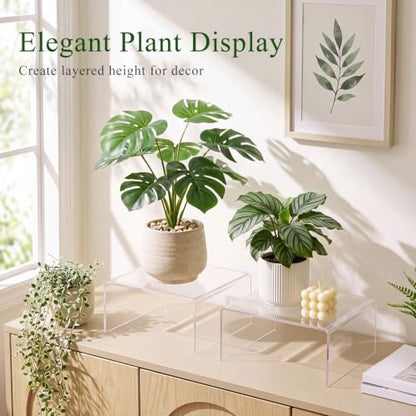 RattanView 2 Pcs 8 x 8 x 4'' Clear Square Acrylic Shelf Riser, 5mm Thick - color: Clear, size: 8 x 8 x 4 Inch, 5 mm