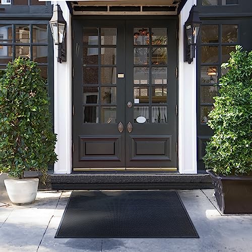 Guardian Easy Step Scraper 3X5 (33in x 58in) Indoor/Outdoor, Heavy-Duty, Solid Rubber Floor Mat,Black - size: 58"L x 33"W x 0.3"Th